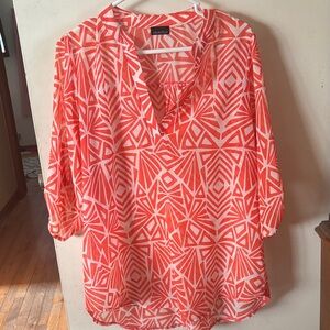 Zenobia Women's Orange Geometric Blouse